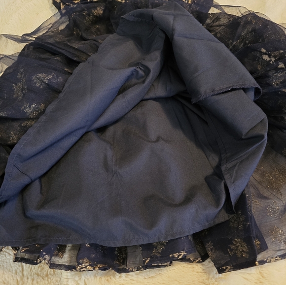 Janie and Jack Girl Dark Marine Glitter Floral Chiffon Dress - Picture 7 of 9